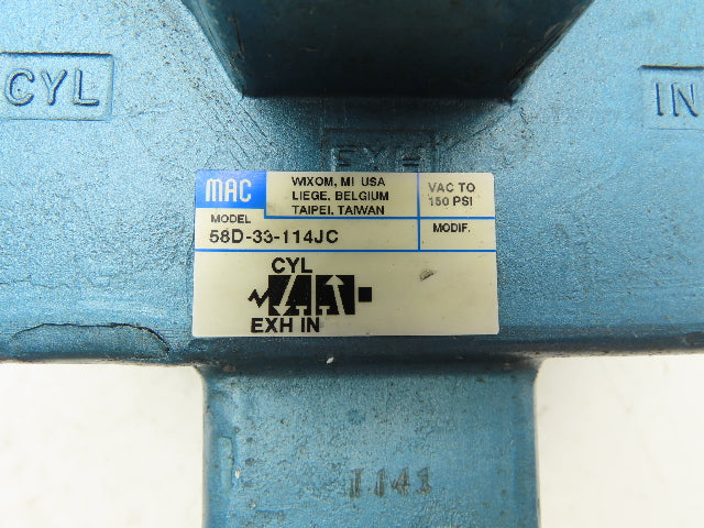 MAC 58D-33-114JC Pneumatic Solenoid Valve 120V 1.5"NPT 250B-117AAAA