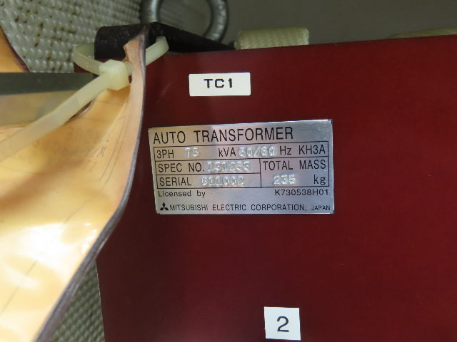 Mitsubishi Power Transformer 75KVA 3Ph Input 200/230/460 Output 230V Mazak