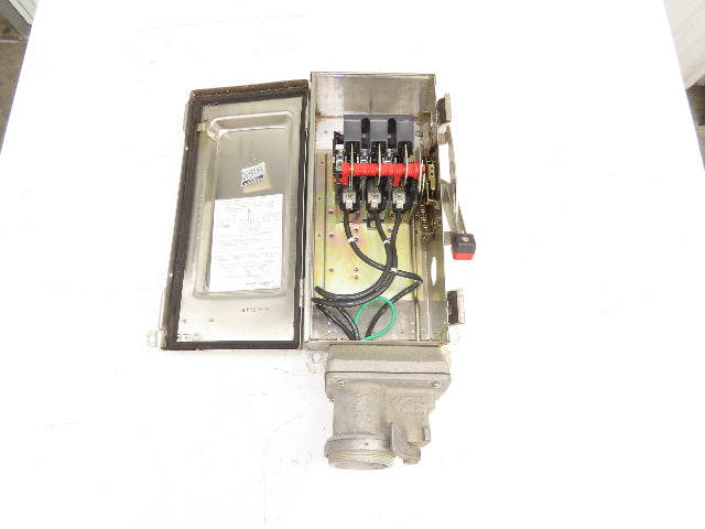 Square D HU362DSWC Safety Disconnect Switch 60 Amp 600V 3 Pole Crouse Hinds E1