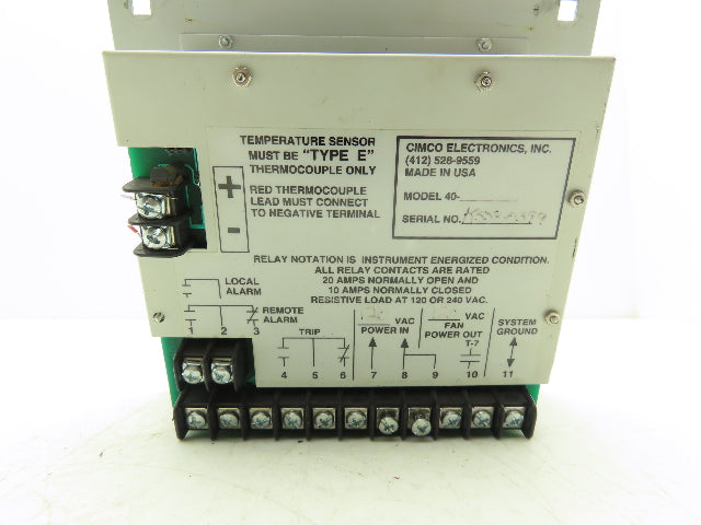 Cimco Electronics 40 Temperature Monitor Micro-Controller 120VAC Digital Display