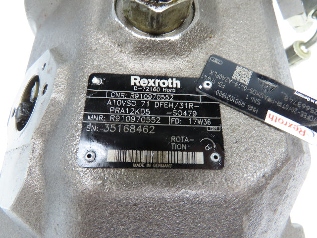 Rexroth A10VSO 71 DFEH/31R Hydraulic Piston Pump 33GPM 4000PSI R910970552