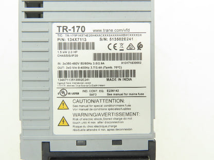 Trane TR-170 AC Drive Variable Speed VFD 2Hp 480V 3PH 134X7113
