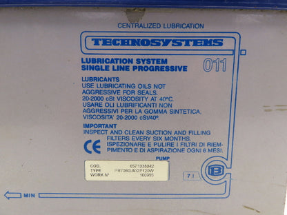 Technosystems 011 Lubrication System Single Line XS 56 B2 230/460 3 Ph