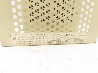 Sola 63-23-230-8 Constant Voltage Transformer 3kVA 120-480V Hi 120/208/240V Low