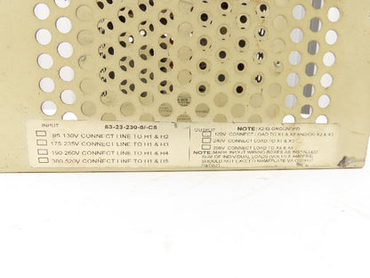 Sola 63-23-230-8 Constant Voltage Transformer 3kVA 120-480V Hi 120/208/240V Low