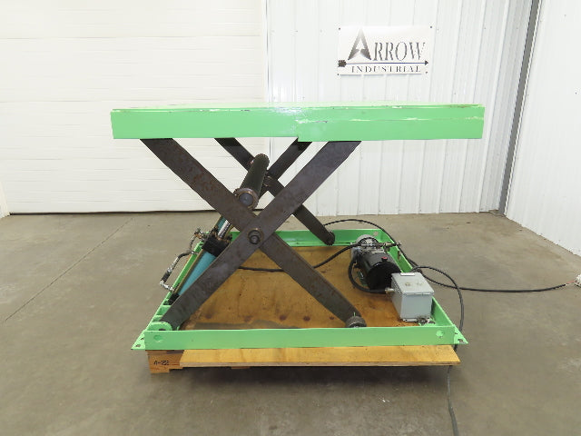 Custom Hydraulic Scissor Lift Table 2500lb 55"x51" Top 35" Travel 480V 3Ph