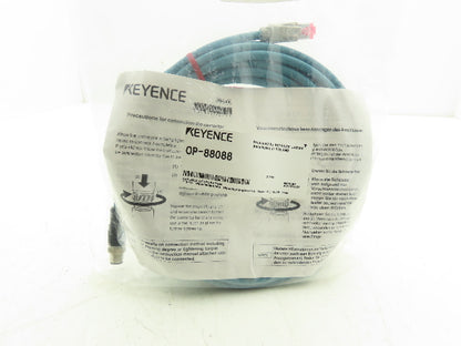 Keyence OP-88088 Ethernet Cable M12 X-Coded 4 Pin RJ45 Connector 10m Long