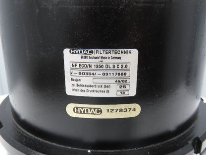 Hydac NF ECO/N 1350 DL 3 C 2.0/-SO354 Inline Hydraulic Filter 25bar Low Pressure