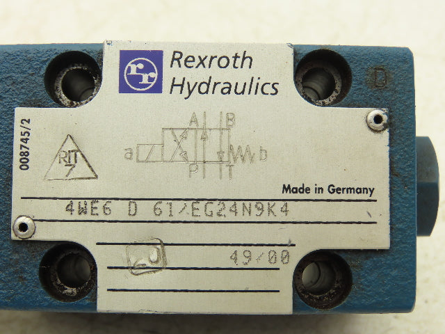 Rexroth 4WE6 D 61/EG24N9K4 Hydraulic Solenoid Directional Spool Valve 24 VDC