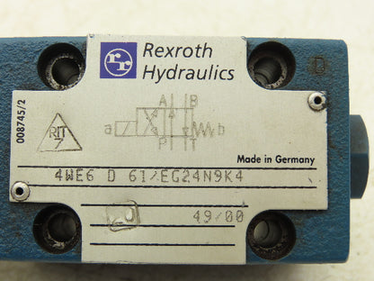 Rexroth 4WE6 D 61/EG24N9K4 Hydraulic Solenoid Directional Spool Valve 24 VDC
