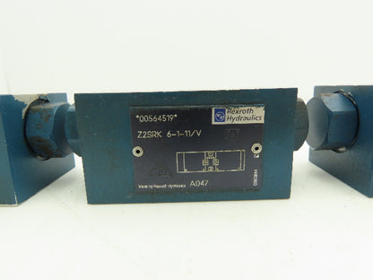 Rexroth Z2SRK 6-1-11/V Hydraulic Sandwich Plate Check Valve 3000 PSI  Lot of 3