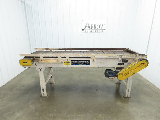 Power-Pack 24"x 8'  Steel Slat Belt Conveyor .33Hp 230/460V Chain Drive 16FPM
