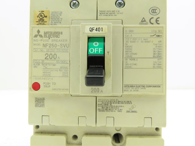 Mitsubishi Electric NF250-SVU 200A Molded Case Circuit Breaker 3-Pole 480V 3PH