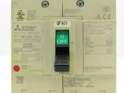 Mitsubishi Electric NF250-SVU 200A Molded Case Circuit Breaker 3-Pole 480V 3PH