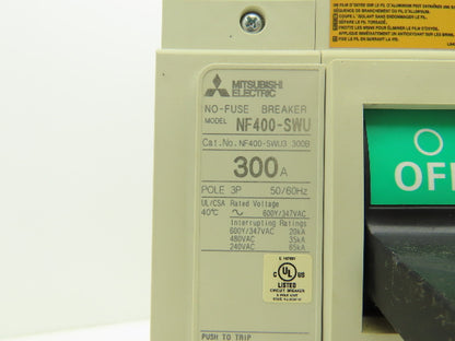 Mitsubishi NF400-SWU3 300B Molded Case Circuit Breaker 300A 3Pole 690VAC/250VDC