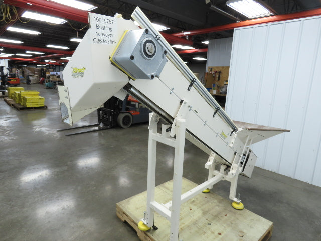 Direct Conveyors Incline Parts Conveyor 6" Steel Cleated Belt 89"OAL  *No Motor*
