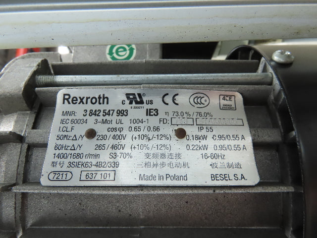 Rexroth CS: 400-1010-12 M/MIN-460 Transverse Belt Conveyor 400mm x 1010mm 3PH