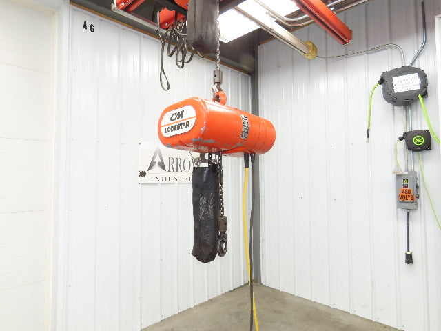 CM Lodestar Model L 1 Ton 2000lb Electric Chain Hoist 21' Lift 16 FPM 3PH 480V