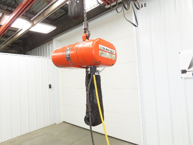 CM Lodestar Model L 1 Ton 2000lb Electric Chain Hoist 21' Lift 16 FPM 3PH 480V