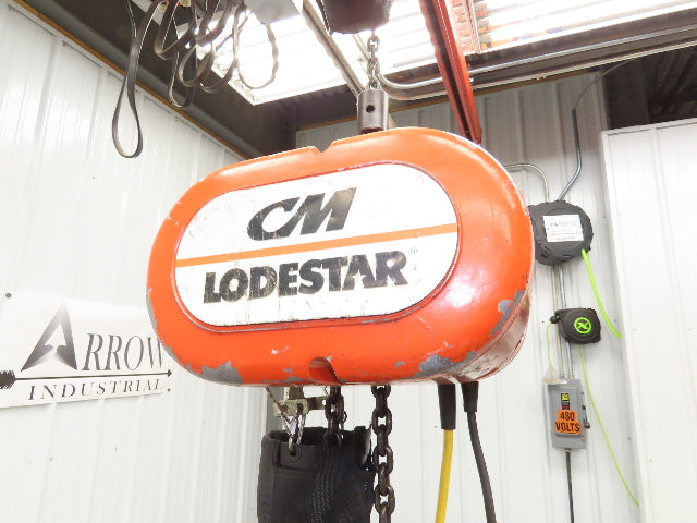 CM Lodestar Model L 1 Ton 2000lb Electric Chain Hoist 21' Lift 16 FPM 3PH 480V