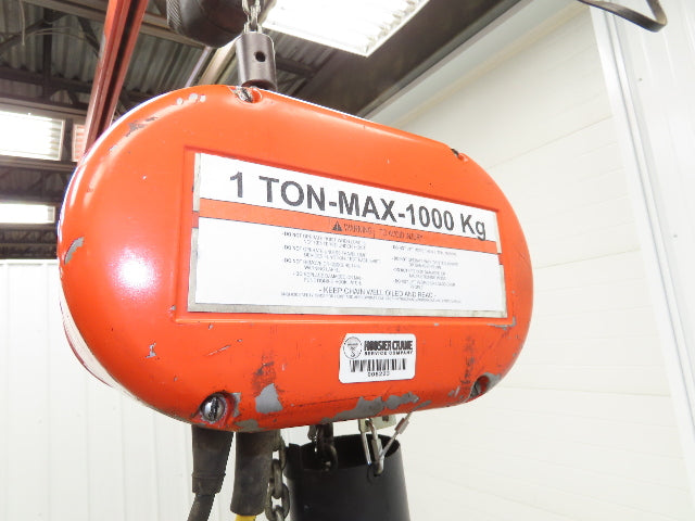 CM Lodestar Model L 1 Ton 2000lb Electric Chain Hoist 30' Lift 16 FPM 3PH 480V