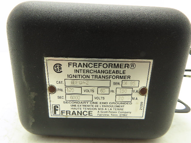 France 6EEGW-2 Franceformer Ignition Transformer 1PH 150VA Pri 120V Sec 6000V