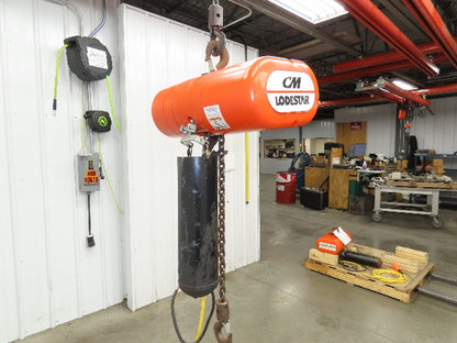CM Lodestar Model L 1 Ton 2000lb Electric Chain Hoist 20' Lift 16 FPM 3PH 480V