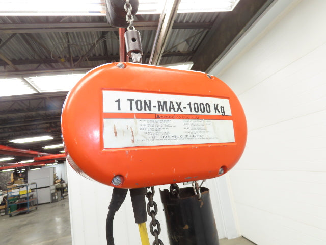 CM Lodestar Model L 1 Ton 2000lb Electric Chain Hoist 20' Lift 16 FPM 480V 3PH