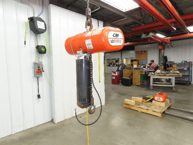 CM Lodestar Model L 1 Ton 2000lb Electric Chain Hoist 20' Lift 16 FPM 480V 3PH