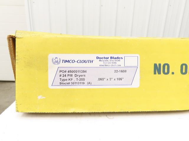 Timco Clouth Type KF T-200 Green Doctor Blade .060"x 3"x 186"L Print Press