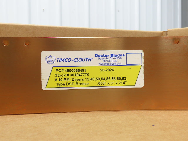 Timco-Clouth DST Bronze Doctor Blade .050"x 3"x 214"L Print Press  Box of 4