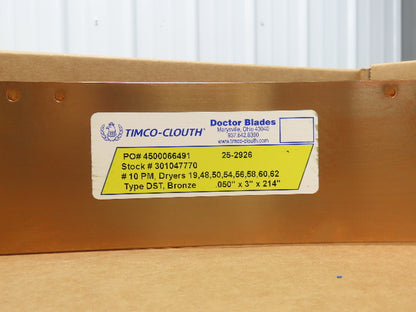 Timco-Clouth DST Bronze Doctor Blade .050"x 3"x 214"L Print Press  Box of 4