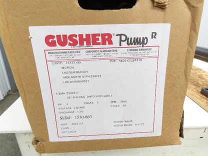 Gusher 2E-18-XLONG Vertical Immersion Coolant Pump 2Hp 230/460V 1.25"NPT
