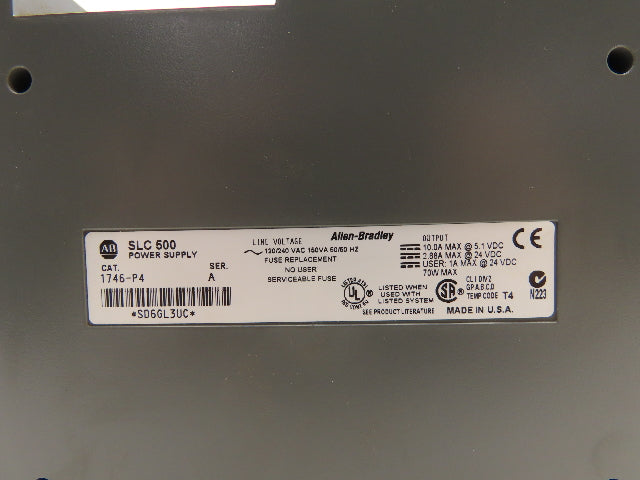 Allen Bradley 1746-A13 1746-P4 SLC 500 Power Supply 13-Slot I/O Chassis Rack