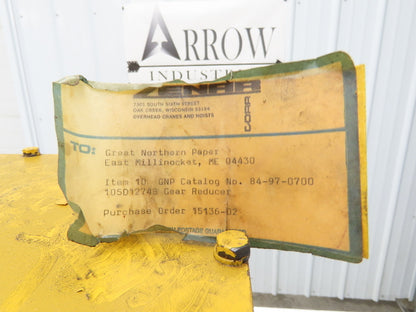 Zenar Crane 105D1274B Gear Reducer 45:1 Ratio Gearbox Parallel Drive Unit