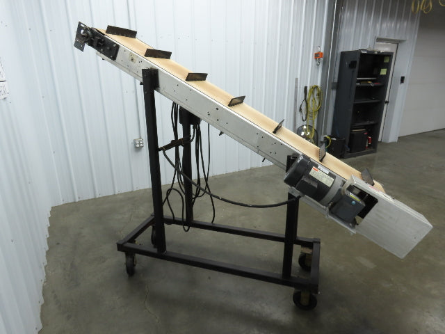 16"W x 85"L Portable Incline Conveyor 14.6"W Cleated Belt 230/460V 3PH 50FPM