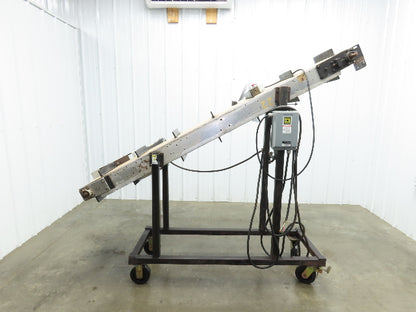 16"W x 85"L Portable Incline Conveyor 14.6"W Cleated Belt 230/460V 3PH 50FPM