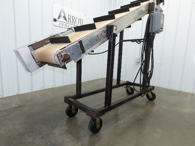 16"W x 85"L Portable Incline Conveyor 14.6"W Cleated Belt 230/460V 3PH 50FPM