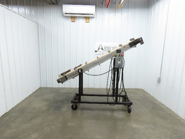 16"W x 85"L Portable Incline Conveyor 14.6"W Cleated Belt 230/460V 3PH 50FPM