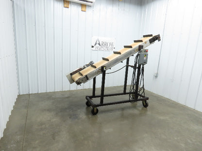16"W x 85"L Portable Incline Conveyor 14.6"W Cleated Belt 230/460V 3PH 50FPM