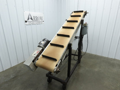 16"W x 85"L Portable Incline Conveyor 14.6"W Cleated Belt 230/460V 3PH 50FPM