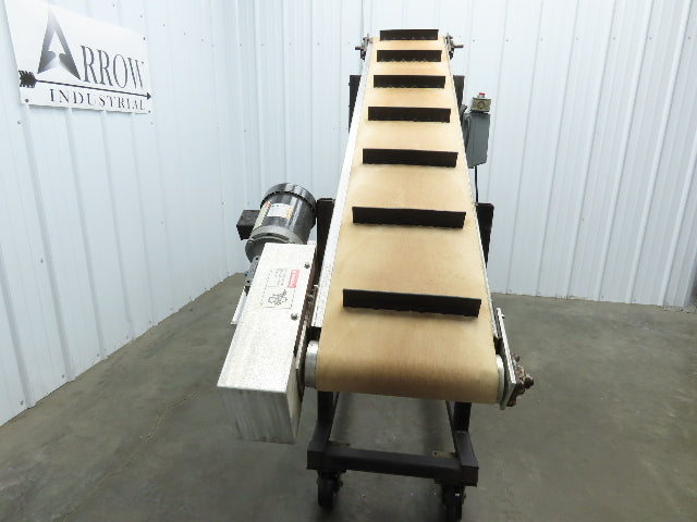 16"W x 85"L Portable Incline Conveyor 14.6"W Cleated Belt 230/460V 3PH 50FPM
