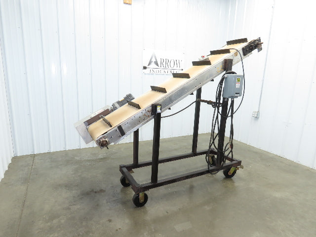 16"W x 85"L Portable Incline Conveyor 14.6"W Cleated Belt 230/460V 3PH 50FPM