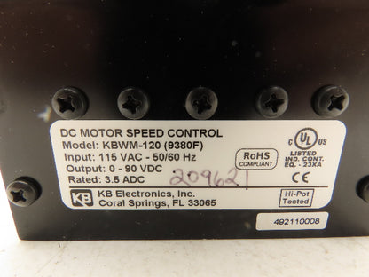 KB Electronics KBWM-120 DC Motor Variable Speed Control 115VAC Input 0-90VDC Out