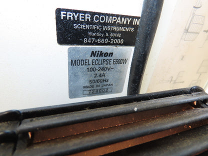 Nikon Eclipse E600 Fluorescence Microscope With GP-KR222 Inspection Camera