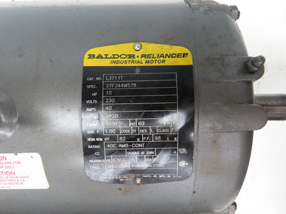 Baldor L3711T Reliance AC Motor 10Hp 3450 RPM 230V 1PH 215T Single Phase