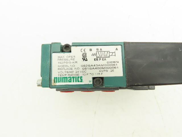 Numatics 082SA43AM000061 Pneumatic Solenoid Valve 24 VDC 150 PSIG W Manifold