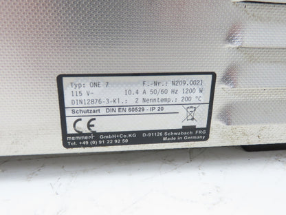 Memmert Oil Bath One7 Laboratory Oil Bath DIN 115VAC 200 Deg Celsius 7 Liter