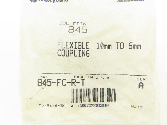 Allen Bradley 845-FC-R-T Rocom Flexible Shaft Coupling 10mm x 6mm 31mm OD