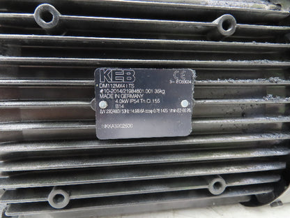 KEB DM112MX4ITS AC Motor 4.0kW 1425RPM 230/400V 3Ph 50Hz 112 Encoder
